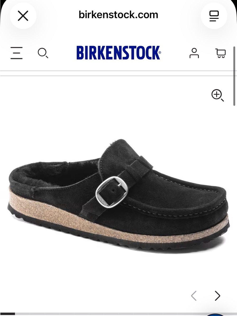 Birkenstock Kids Black Suede Mule with Cork-Look Midsole